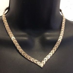Vintage herringbone V Italy 925 necklace